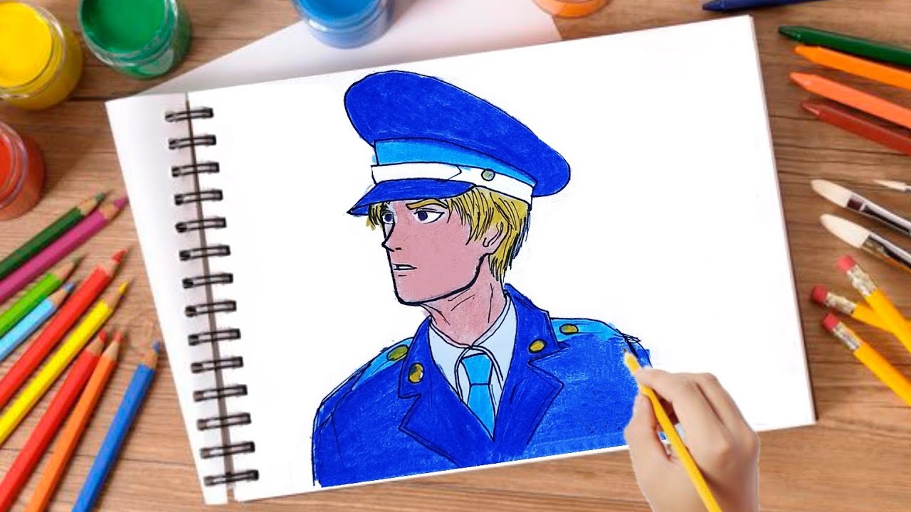 how to draw a police officer |رسم ضابط شرطة - YouTube