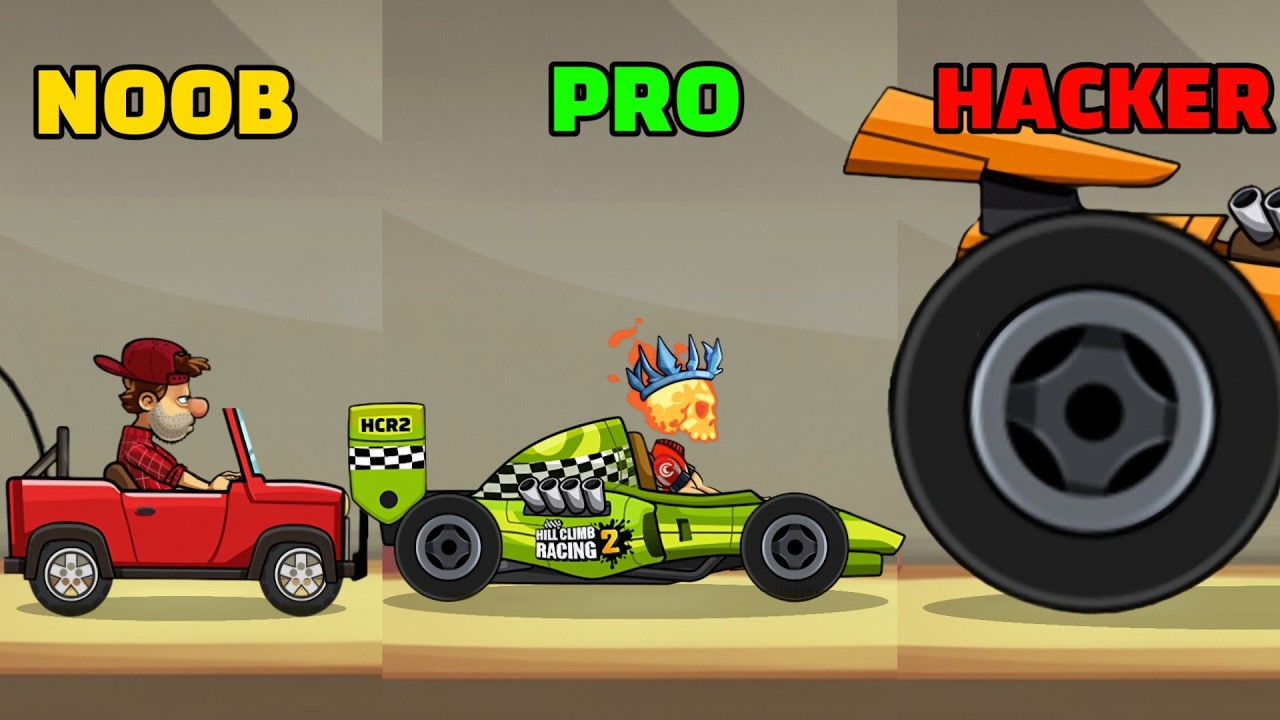 NOOB VS PRO VS HACKER !! - Hill Climb Racing 2