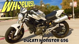 Ducati Monster 696 Wheelies with too much caffeine (VLOG)
