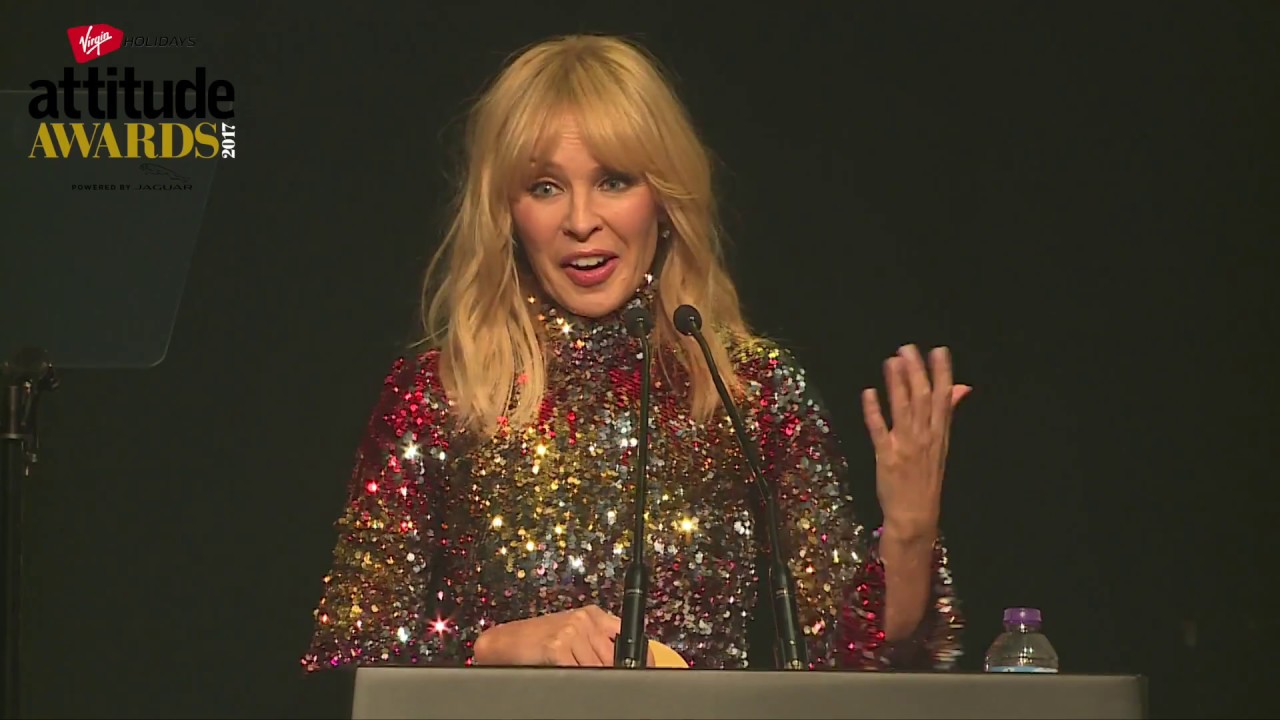 Kylie accepts Attitude's Legacy Award