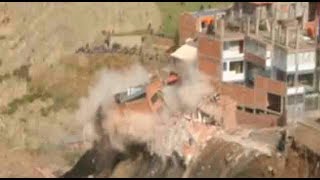 Registran impresionante derrumbe de decenas de viviendas en Bolivia | 90 Mediodía