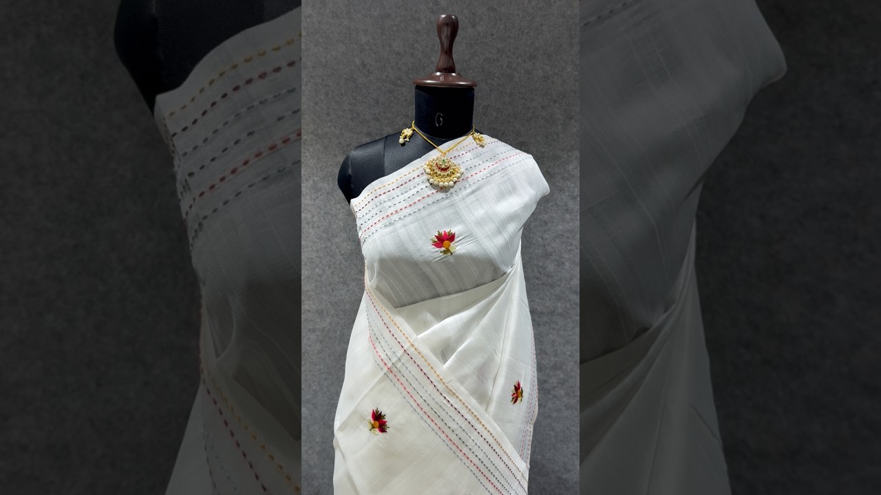 Pure Tussar Silk Embroidery Saree