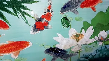 Tranh đính đá cửu ngư quần hội thành phẩm