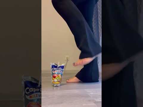 #asmr #shorts #barefoot #pedicure #toes #sole #asmrcrush:Stomping Capri-Sun barefoot