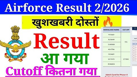 Indian Airforce Result Out 🔥| Airforce XY Cutoff 2026 | Airforce Agniveer Result, State Wise cutoff