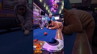 Playing pool @ Tipsy Flamingo - loser eats a Tuna Dog