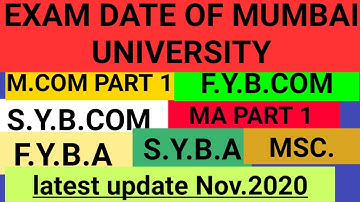 exam date of m.com,m.a part 1 |f.y.b.com,s.y.b.com | MSc part 1 |Nov.2020 | mumbai university| idol
