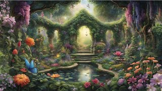 1 Hour ASMR Music | Mystical Garden | Floral Harmony | with Rain Sounds