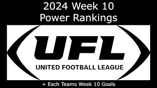 2024 UFL Week 10 Power Rankings + Each Teams Week 10 Goals