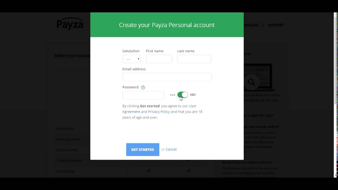 How to create account on payza