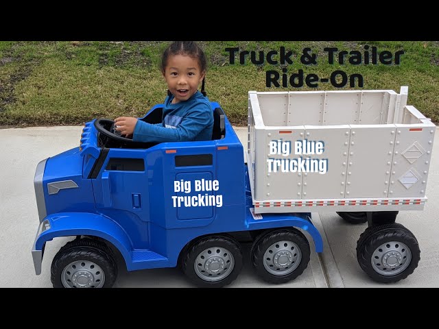 Semi-truck and Trailer Ride On Blue Rig Toy | KID TRAX | - YouTube