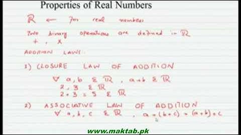 FSc Math Book1, CH 1, LEC 2  Properties of Real Numbers Part 1