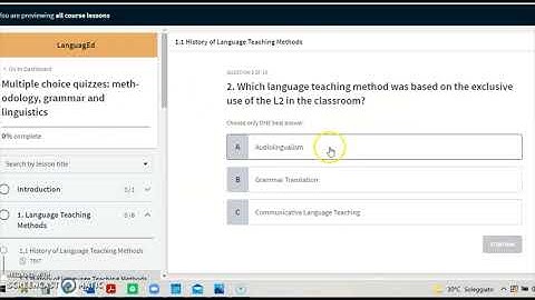 Multiple Choice Quizzes: Language Teaching Methodology, English Grammar and Linguistics