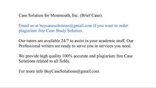 Famous Case Solution Monmouth, Inc. (Brief Case) Wealth