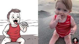 If You Laugh You Lose🤣 Drawing Memes: Funny Moments Babies on the Beach | Gods Laugh