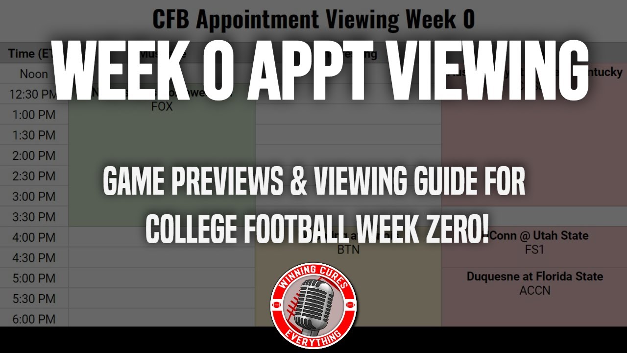 2022 College Football Week 0 Appointment Viewing Games & Watch Guide YouTube