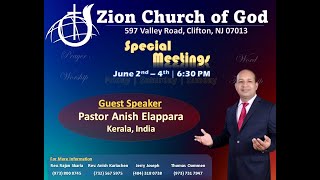 Zion Church of God Special Meetings with Pastor Anish Elappara  Friday