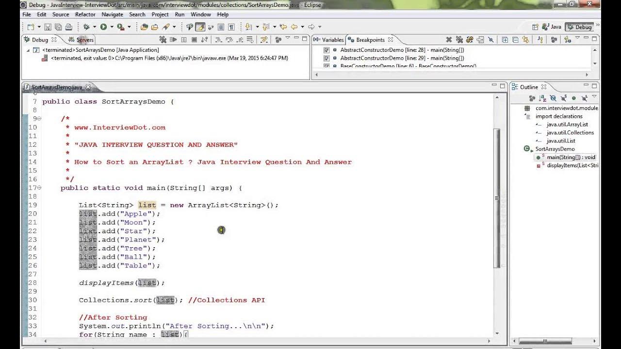 JAVA HOW TO SORT AN ARRAYLIST DEMO - YouTube