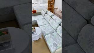 Elegant Leaf Print Stretch Sofa Cover | Modern L-Shape Couch Protector | Soft Washable Slipcover🤗