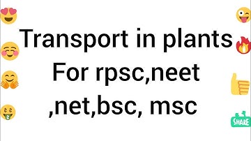 Transport in plants for rpsc neet,net,bsc,msc