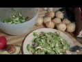 Fast food salad from local vegetables and cabbage