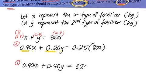 How to solve linear system word problems with percent gr 10 academic