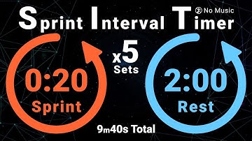 5-Sets Sprint Interval Timer: 20s Sprint / 2min Rest (9m40s Total, No Music)
