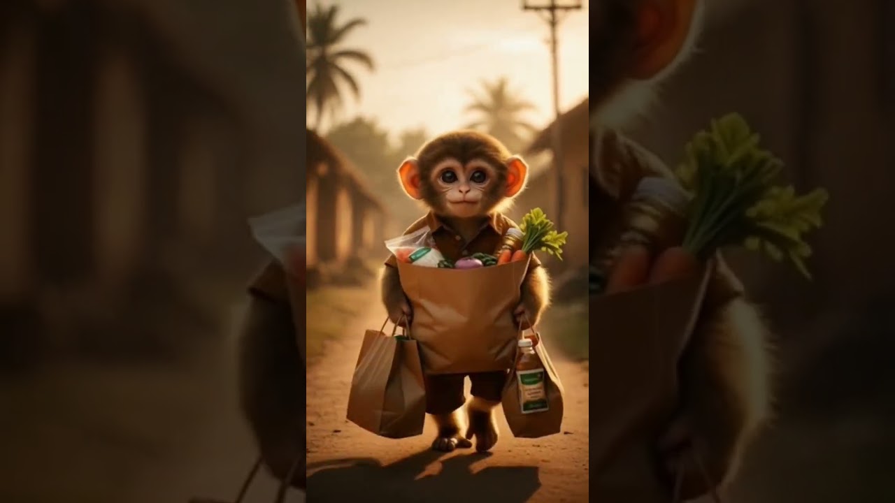 poor monkey buying groceries 🥗/#aicartoon #viralreels #viralshort #viralvideo #viralshorts #aivideo