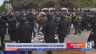 Officers clear pro-Palestinian encampment at UC Irvine, protestors arrested