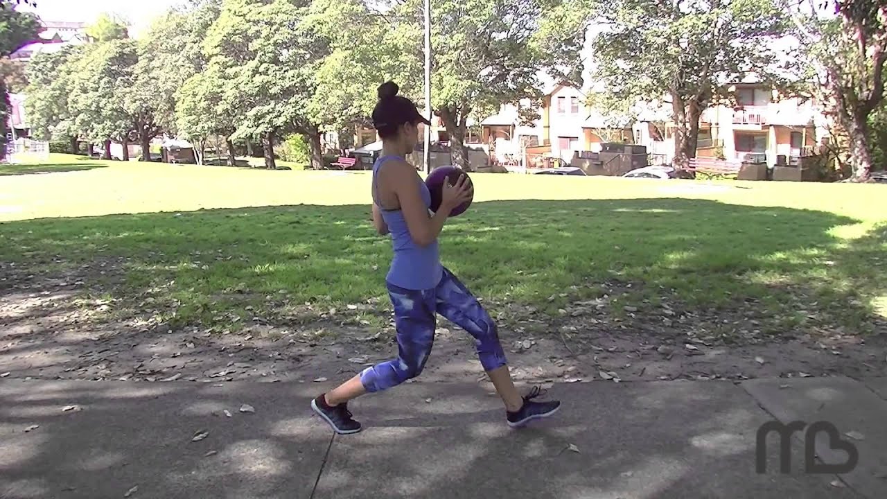 MB Active Medicine Ball lunge with twist YouTube