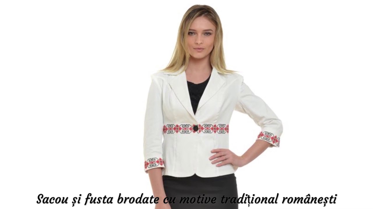 Costum Dama Brodat cu Motive Tradițional Românești