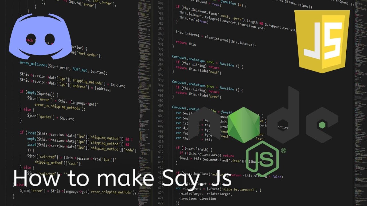 how to make a SAY command|| discord.js, node.js, visual studio code ...