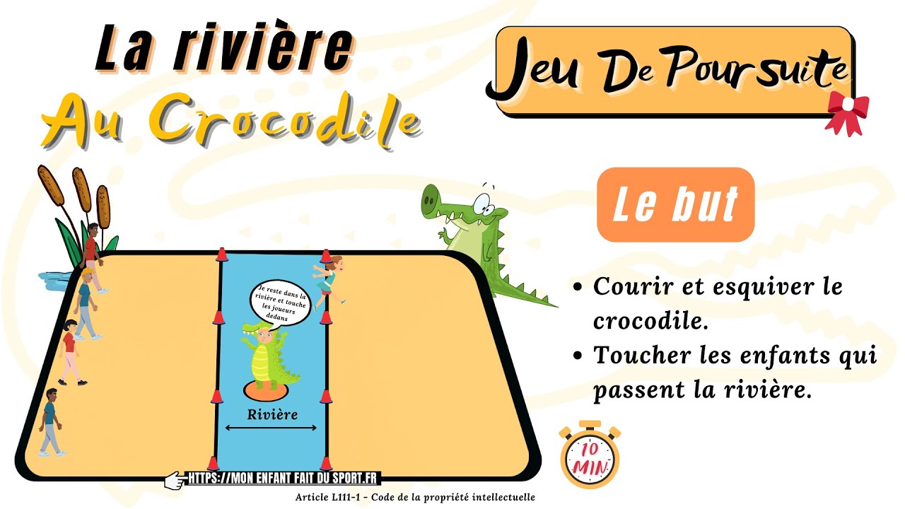 Règle du jeu la rivière au crocodile - jeu de poursuite sportif