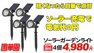 【4個で4980円・送料無料】ソーラーガーデンライト