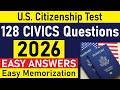 128 civics questions and answers (2025 version) | EASY MEMORIZATION &amp; Repeated Twice