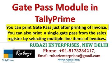 Gate Pass Module in TallyPrime || Rubazi || TallyPrime