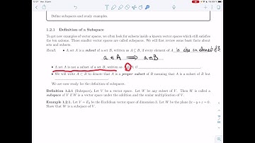 Linear Algebra 2 - 1.2.1 - Definition of a Subspace (Video 1)