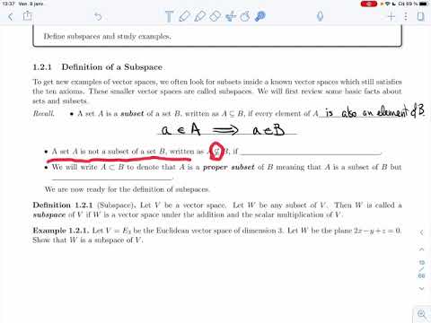 Linear Algebra 2 - 1.2.1 - Definition of a Subspace (Video 1)