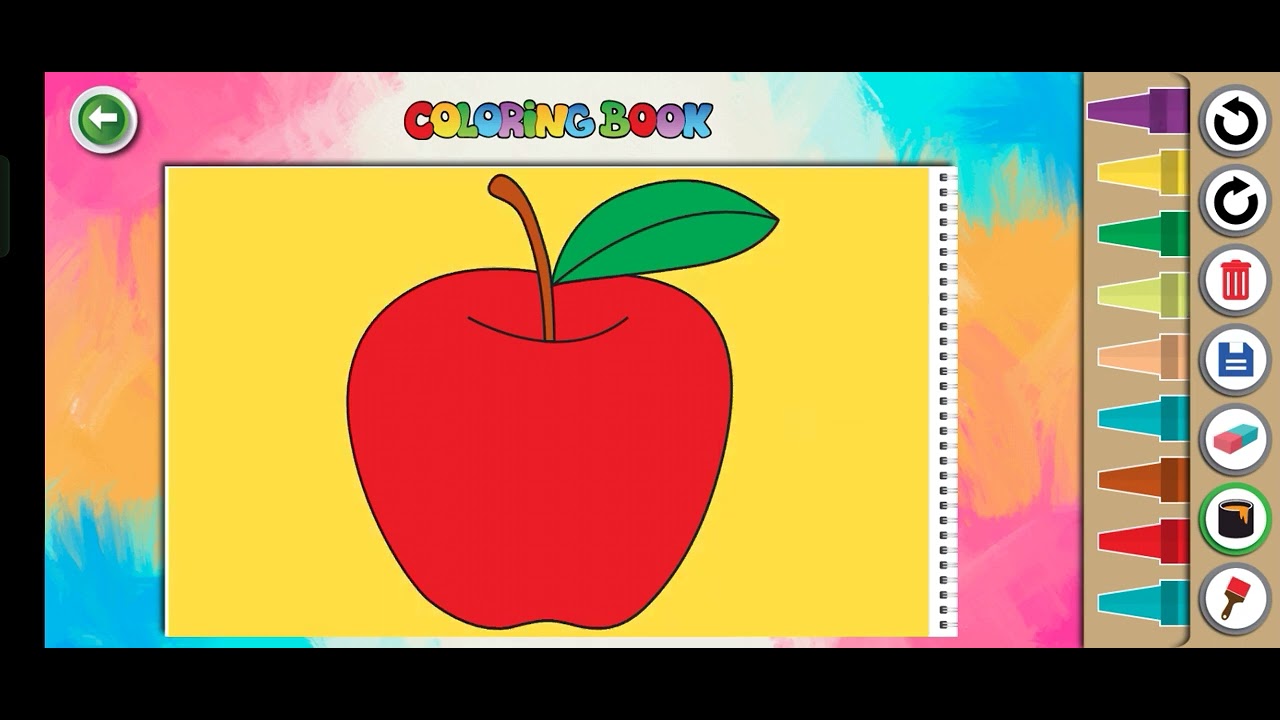 apple drawing and coloring for kids and toddlers | coloring game ...