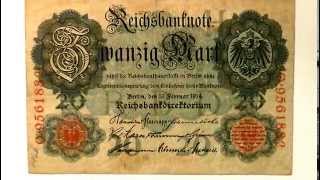 1914 20 Mark Reichsbanknote Germany Old Paper Money Currency in HD