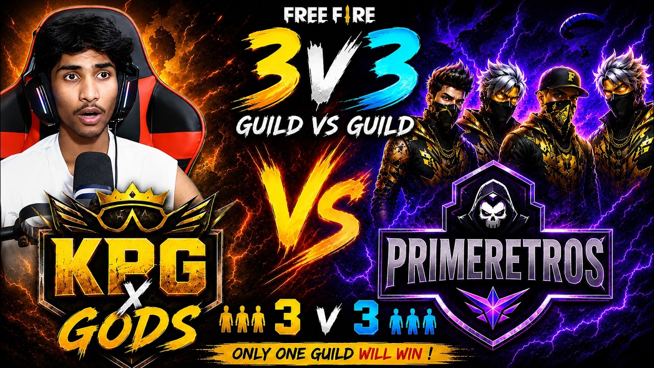 😱 FREE FIRE 3v3 GUILD VS GUILD 🔥 KPG X GODS 🆚 PRIMERETROS | INTENSE CLASH 😈 Who Will Win? #freefire