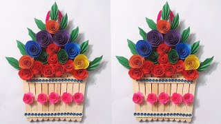 Diy Handmade Craft?Home Decor Idea With Popsicle Stick & Origami Flower?Paper Flowers Wallart