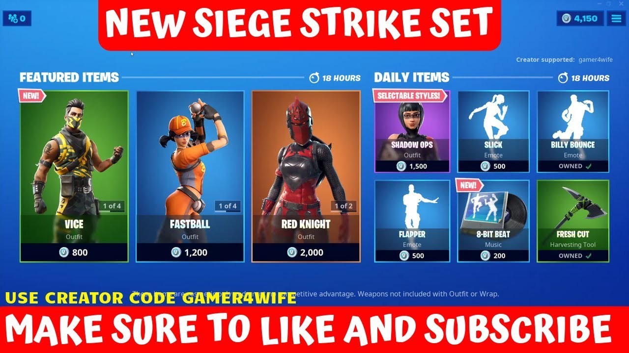 NEW Siege Strike Set Skin & 8bit beat music! Fortnite Item Shop October 2, 2019
