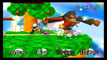 SSB64 Debug Menu - Luigi vs Poly C Falcon vs Giant DK vs Poly Ness