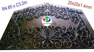 Cổng sắt hộp mỹ thuật 4 cánh siêu đẹp | hoa văn cổng 4 cánh rộng 4m6