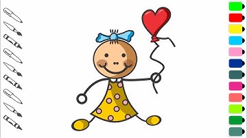 Girl with Balloon Drawing I CorelDraw Tutorial I Cartoon Drawing