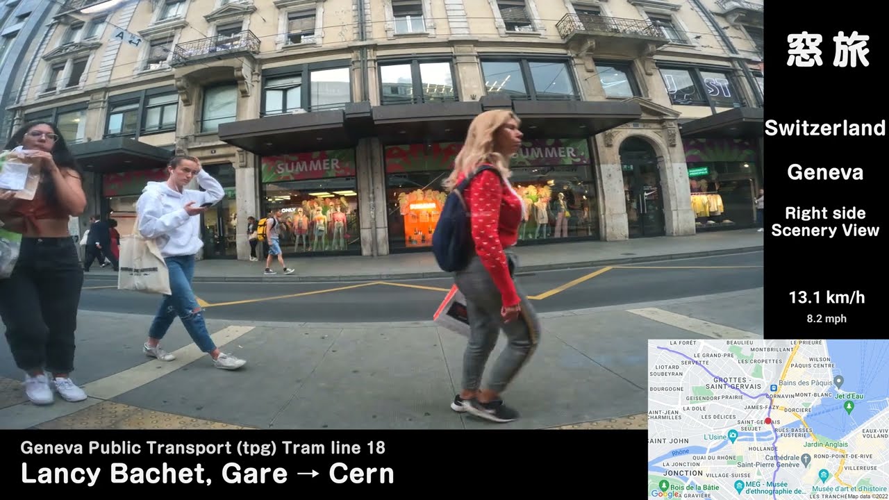 【Switzerland】Geneva Tram#18 Lancy Bachet, Gare → Cern 【4K/Map/SpeedoMeter】