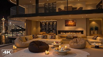 Seattle Peaceful Rainy Night 🌧️ Cozy Apartment with Elegant Piano Jazz & Rain Sounds for Relaxation