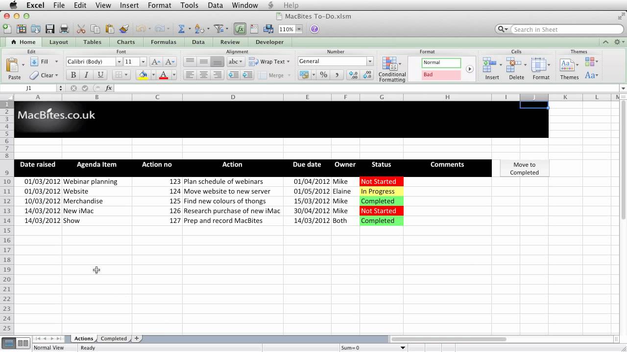 Excel - An Automated Action Tracker - YouTube