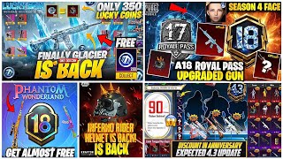 A18 ROYAL PASS FULL LOOK😍| 4.3 NEW MYTHIC FORGE DISCOUNT OFFER🔥| GET FREE M416 GLACIER IN COIN🤯PUBGM screenshot 1
